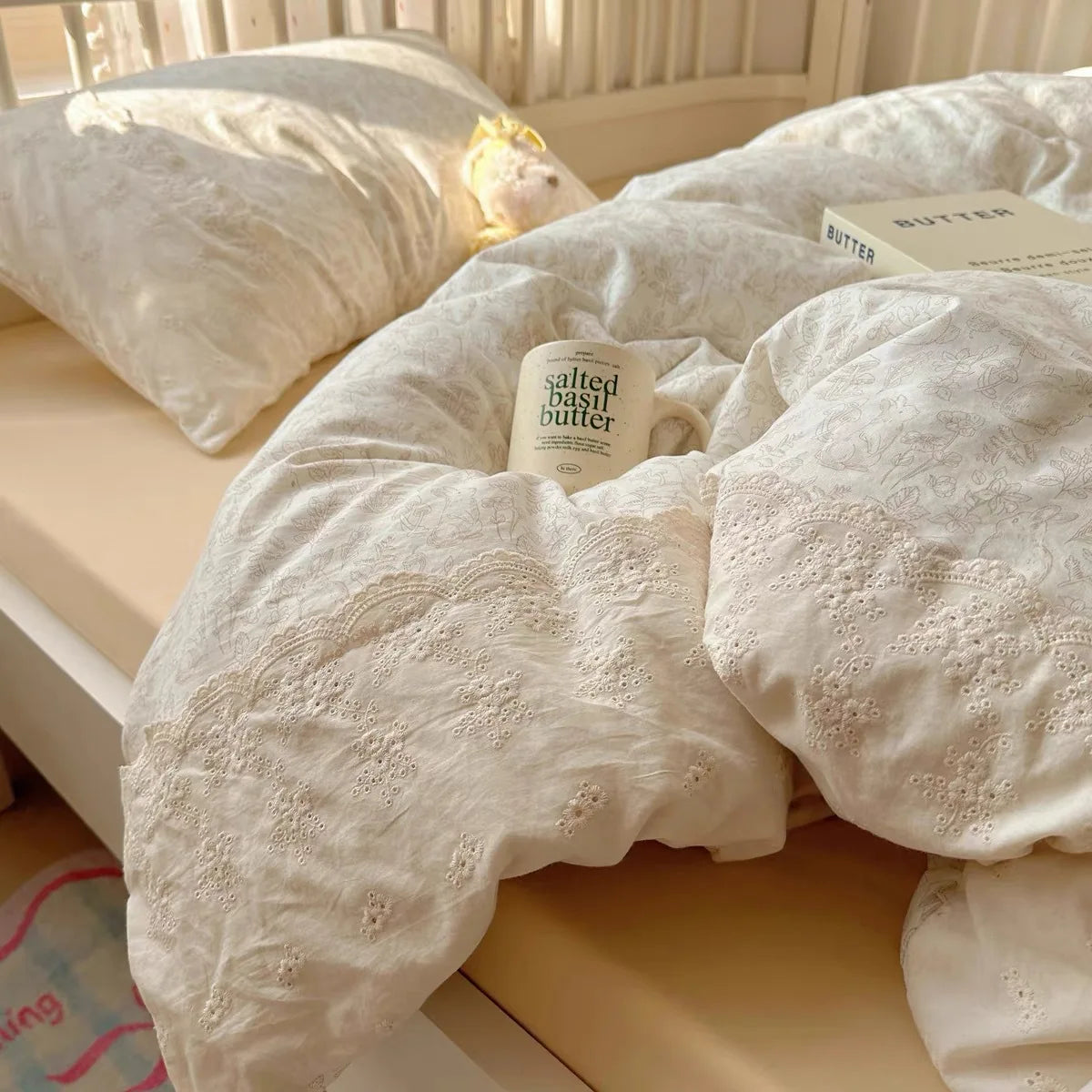 French Cotton Muslin Bedding Set Washed Double Layer Duvet Cover Bed Linen Summer Breathable Sheets Cozy Skin Friendly