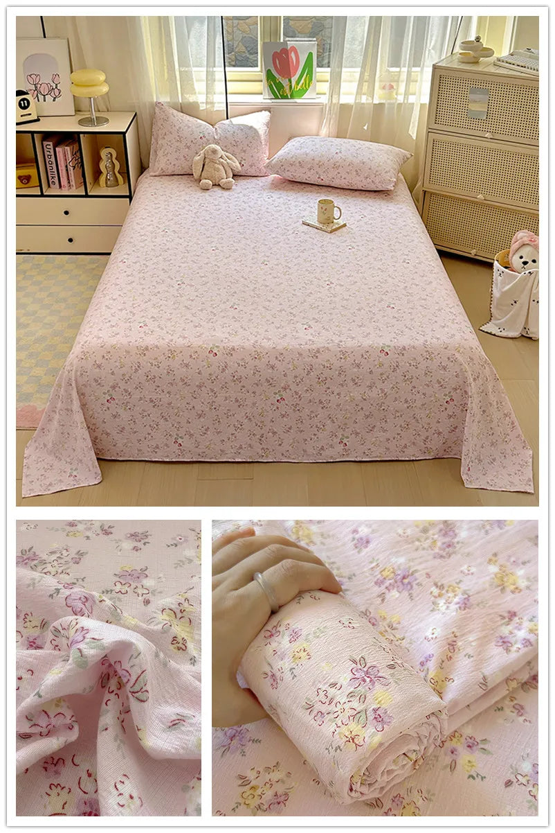 Flower Print Bed Sheet Single/Double/Queen/King Size Flat Sheets Adults Kids Room Soft Bed Linen sabanas (Pillowcase Need Order)