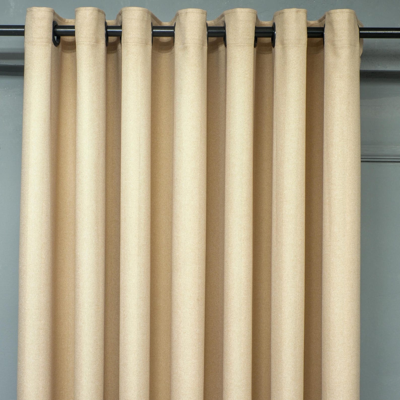 Premium Linen Herringbone Eyelet Curtains UK - Natural Light Filtering - Various Colours-3