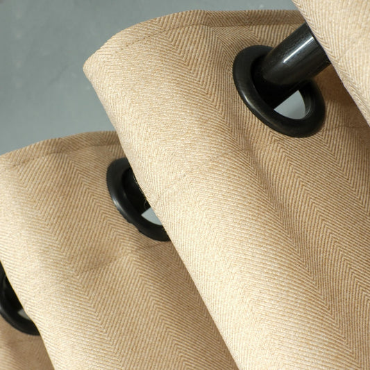 Premium Linen Herringbone Eyelet Curtains UK - Natural Light Filtering - Various Colours-1