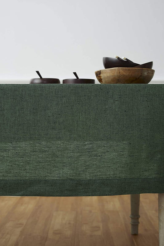 Moss Green Tablecloth | Pure Linen | Linen Cotton Mix | Soft | Handmade | Customisable Sizes | Customisable Shapes
