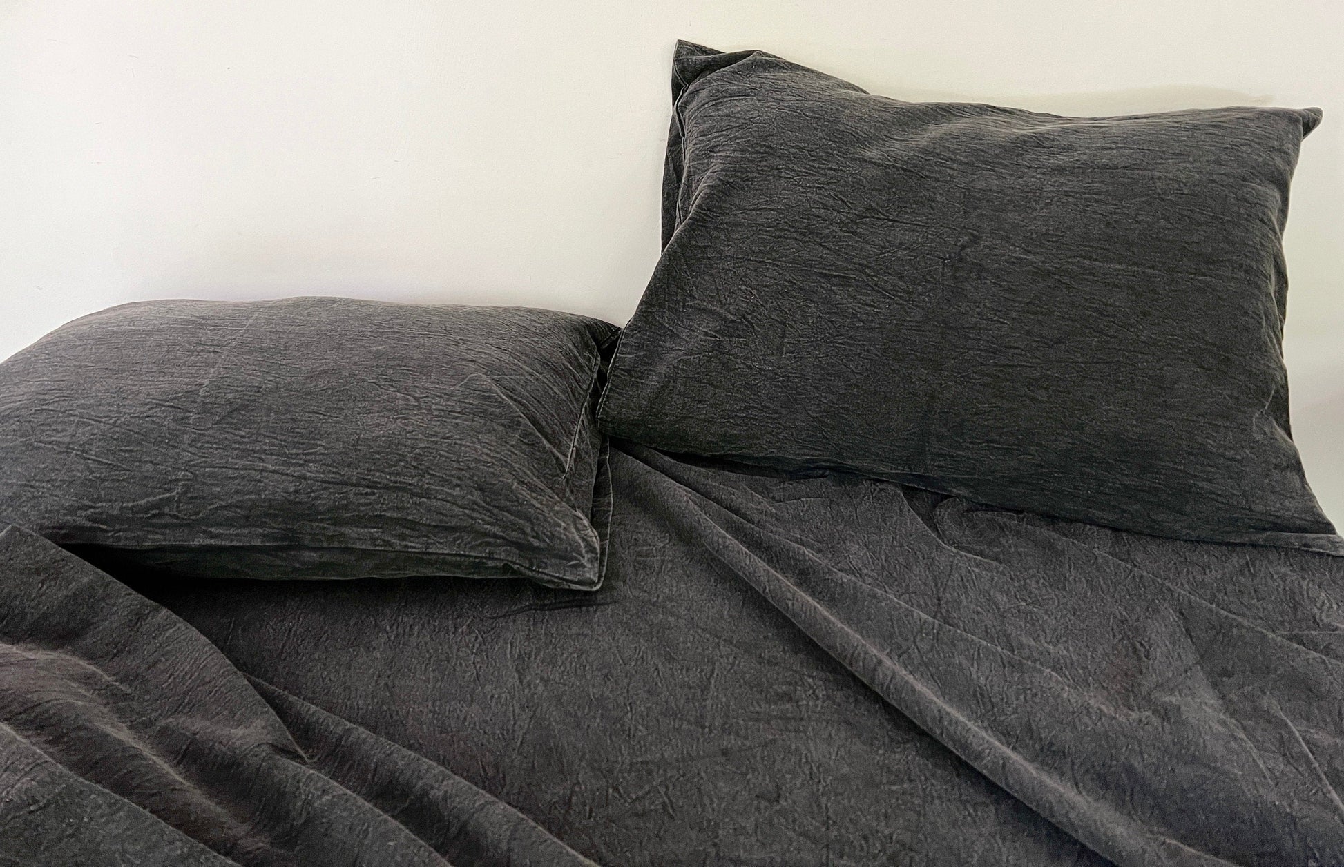 CharcoalBlack - Stone Washed | Antiqued | Ultra Soft | 100% Pure Linen | Linen Cotton Mix | 3 Piece Duvet Set | 4 Piece Sheet Set | Handmade-1