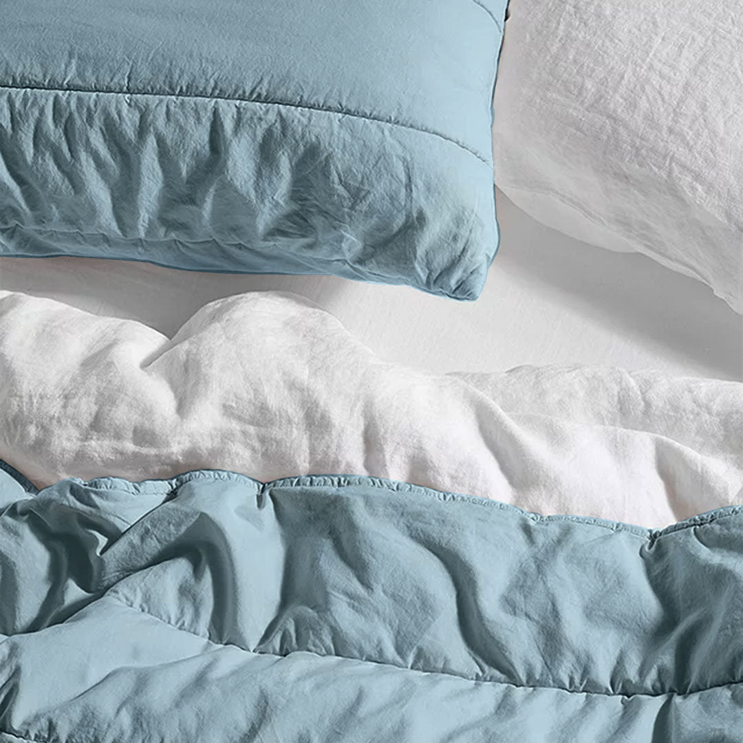 Broad Channel Stitch - Pure Linen Quilt Sets-1