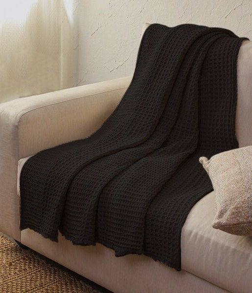 Linen Cotton - Waffle Weave Throw Blanket