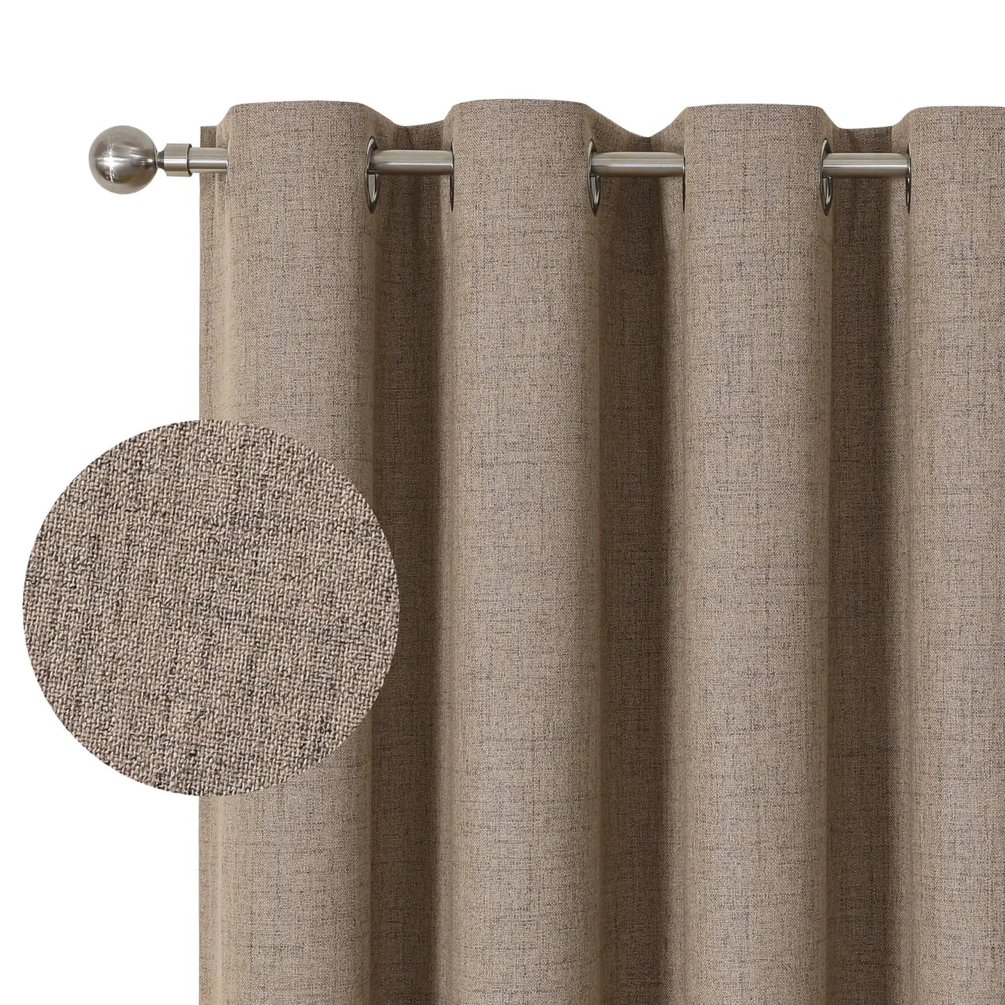 Airwill Natural Linen Curtains Faux Linen Boho Farmhouse Curtains Grommet Drapes Window Panels for Living Room Set of 2 Panels(52x84 Inch Linen)